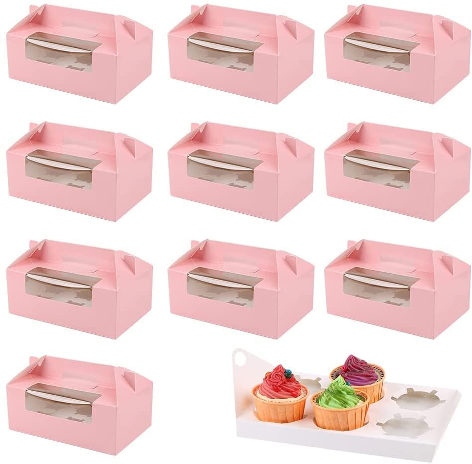 カップケーキボックス 紙西洋菓子ボックス席4/6穴 澄み切ったの窓付 合切袋西洋菓子優勝杯箱 優勝杯西洋菓子 御菓子 製菓 荷造り機材 身寄り 寄り合い 生まれ落ちる日 華燭の典用 喜び事 差し上げ物 10個入り口・入口 日用品雑貨・文房具・手芸-生活雑貨-その他