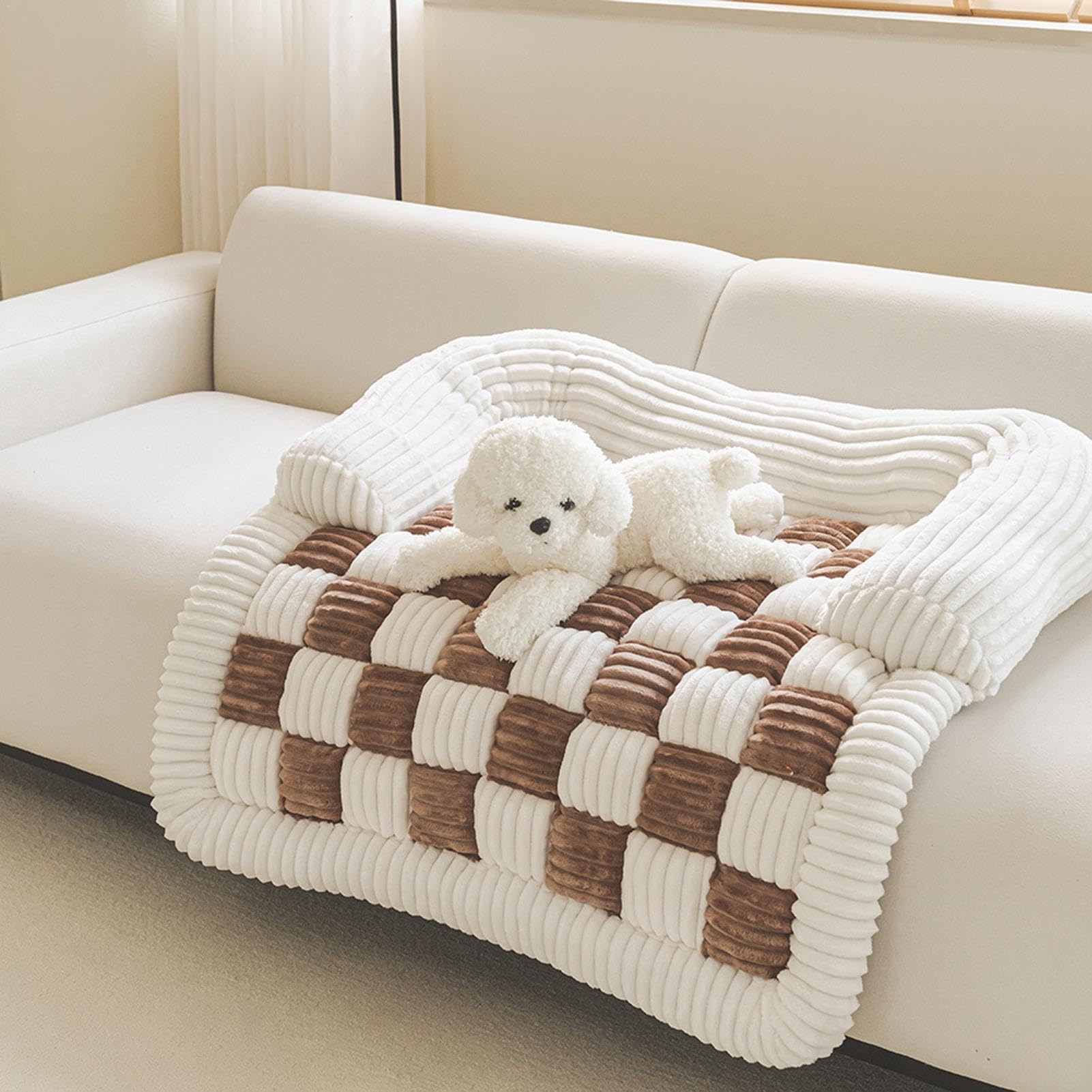 ソファ用犬用ベッド,犬用ソファベッド, 滑り止めソファプロテクターペットマット, ファジーカーミング犬用ベッド、猫用ソファプロテクター、屋内屋外用の厚みのあるペット家具カバー｜キラリラ店