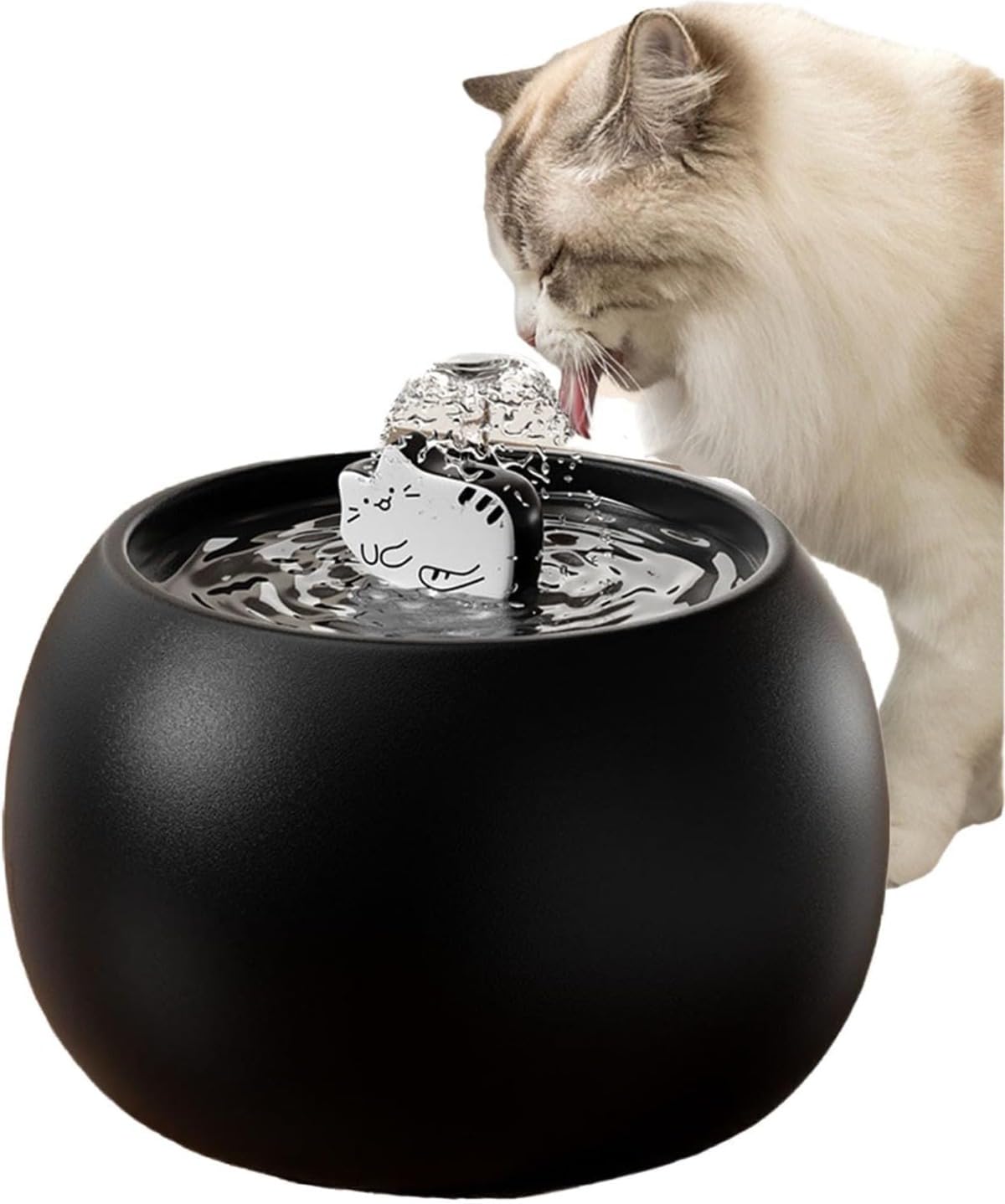 【2025年 セラミックス猫 給水器】 自動給水器 、猫 給水器 セラミック猫水飲み場、自動水飲み場 犬猫用水飲み器 自動循環式 静音 お留守番対応 猫 水飲み器 自動大容量 (いいえ,1.5L)