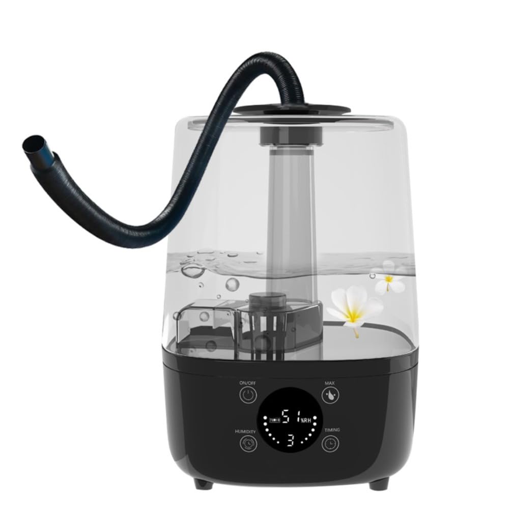 爬虫類加湿器 110V 植物用加湿器 水入れ簡単 リモコン付 4L大容量 静音 デジタル表示 長時間加湿 加湿量3段階調節 タイマー機能 空焚き防止 湿度維持 ミスト発生器 自動噴霧器 (ホワイト)