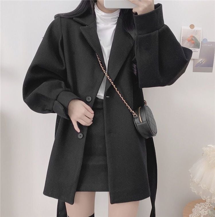 チェスターコート 冬アウター 気質のある新しい韓国風の秋冬服 小さなスーツの襟 ミドル丈のウールの のコート 韓国ファッション|キラリラ店