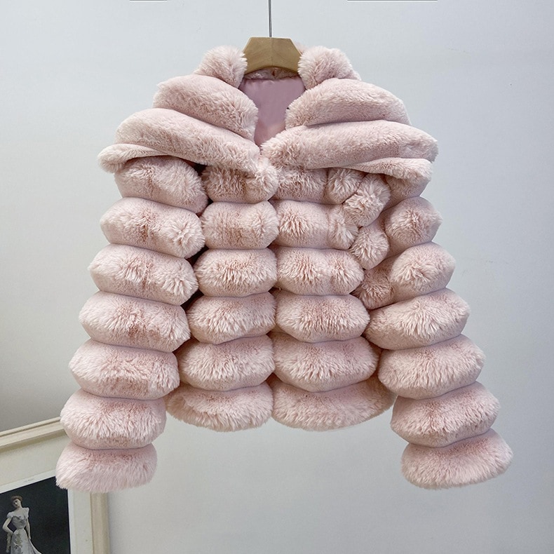 アウター冬の新作毛革厚地の外套 エコファージャケット レディース 服フェイクウサギファー 綿入れ 虚蝉ロング トップス 厚地の外套