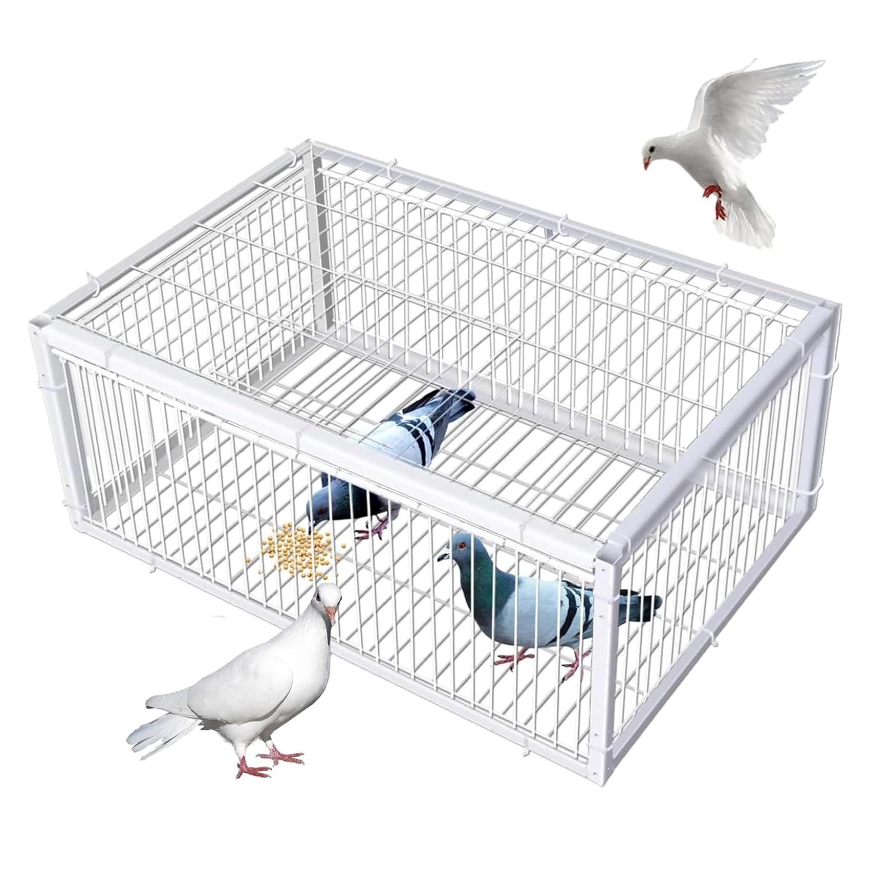 鳥かご 鳩罠 脱出防止設計 一方通行の入り口 自動鳩コレクター 鳥 ケージ 鉄製ケージ ポータブル 4 輸入 鳥に害はありません 組み立て簡単 上部を開けることができ 小鳥、スズメ、ハトなどに 農場、果樹園、庭園、バルコニー 鳥かご (90*60*26cm)