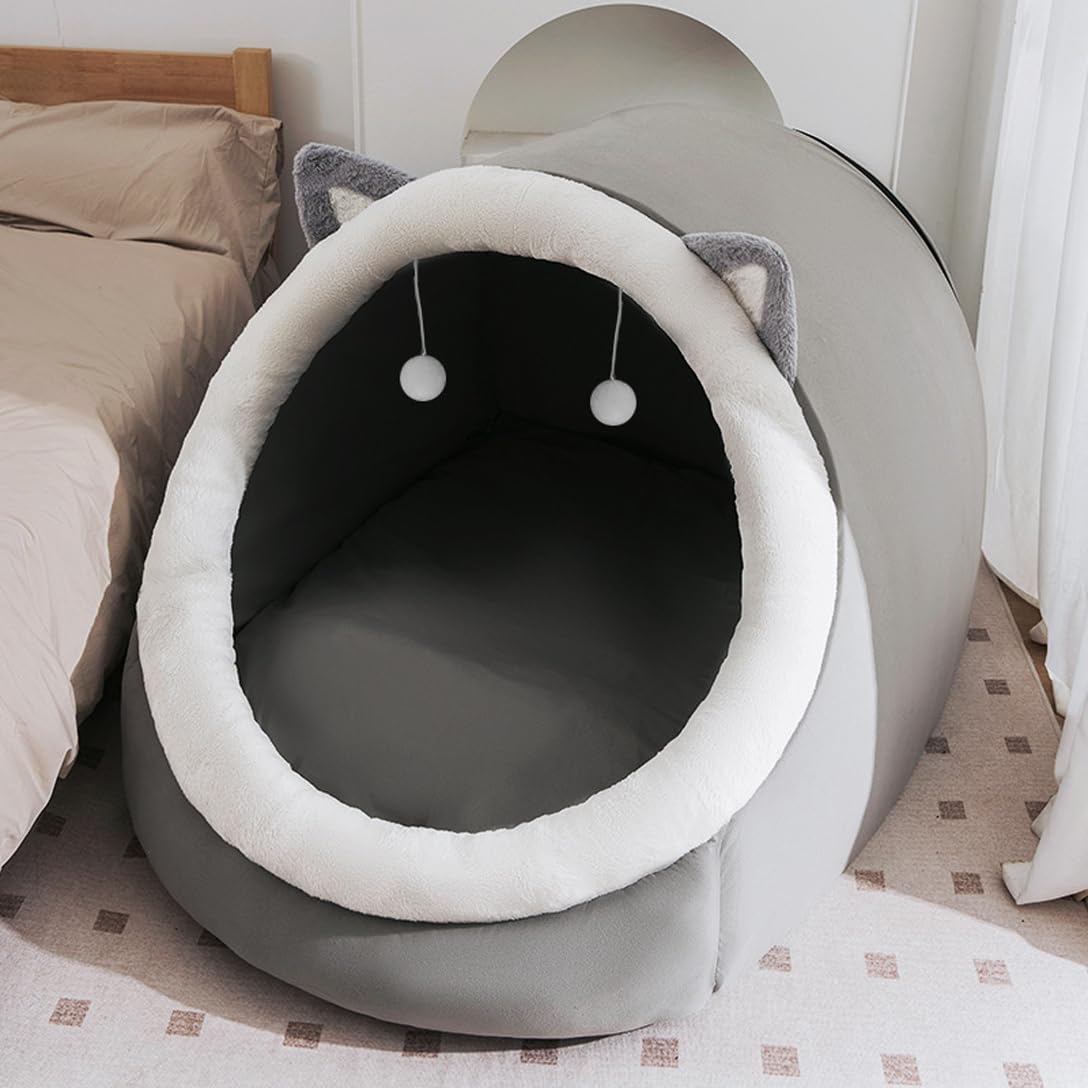 ペットベッド ドーム型 ペットハウス 犬猫用 冬用 犬 ベッド 室内 大型犬 猫ハウス 洗える 猫ベッド 暖かい 犬 ハウス 滑り止め ふわふわ クッション付き ぐっすり眠れる 快適 保温 防寒対策 ピンク｜キラリラ店