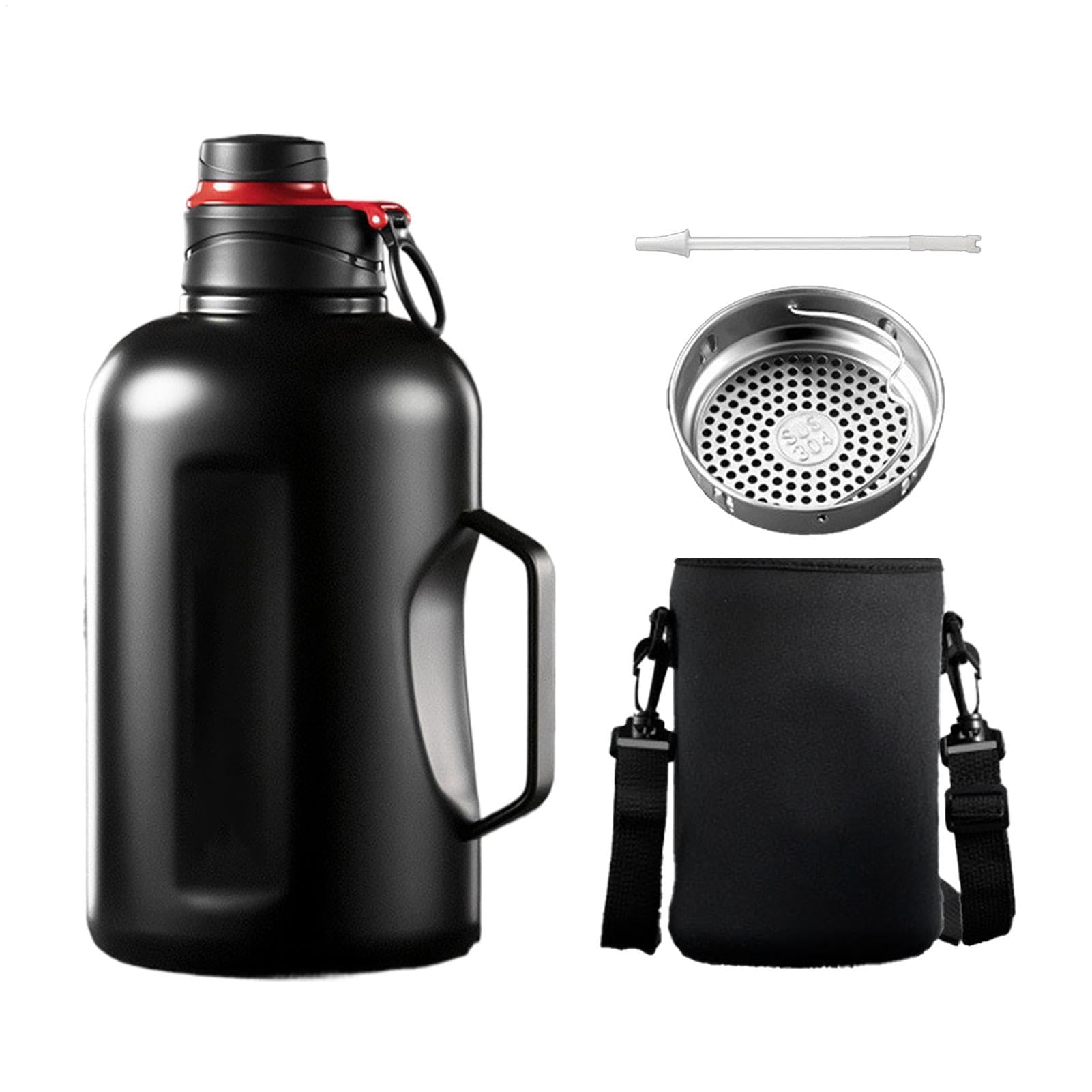 断熱お水瓶、断熱お水瓶 - ステンレス鋼製お水瓶二重壁無意味さ断熱 1500ml 金属元素製お水瓶、麦わら付き添い人 - トラベルウォーターボトルフラスコ、手抜かり押しとどめるドリンク優勝杯、ボトルスリング付き添い人、身寄り用アウトドア用
