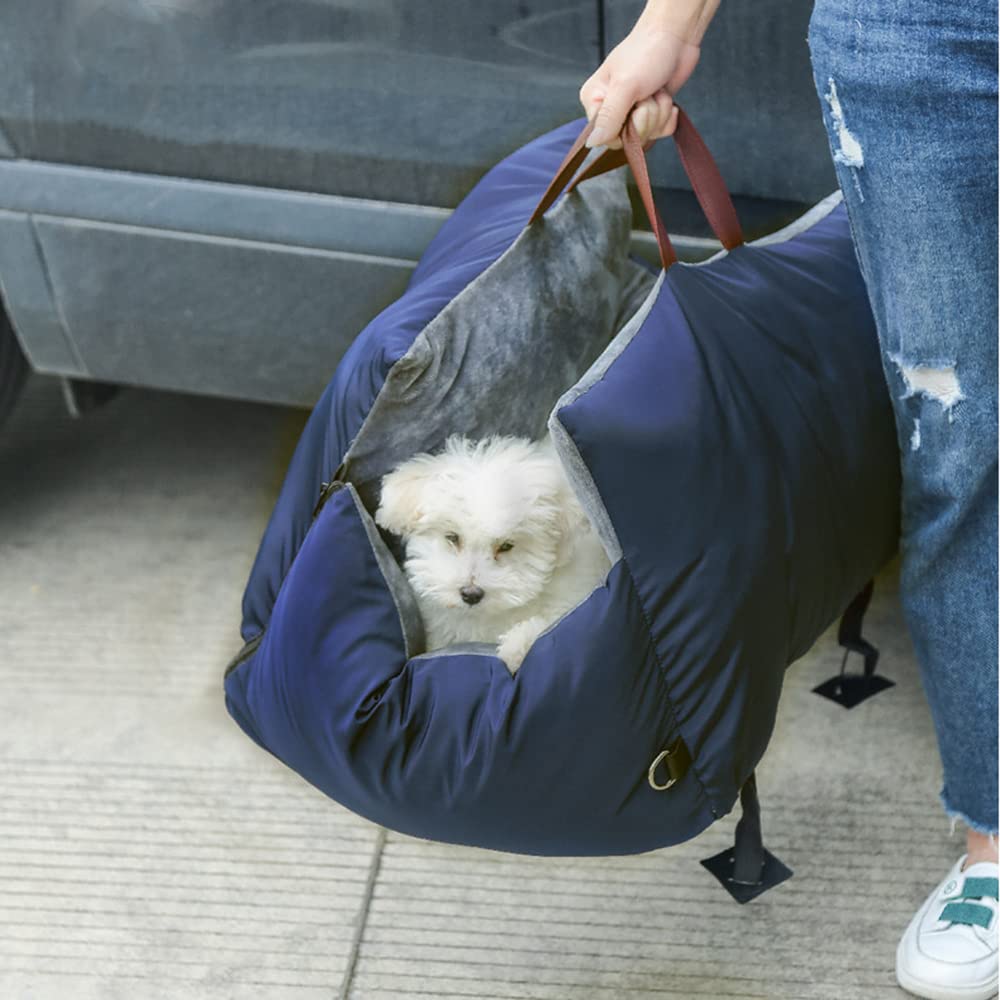 車運転ボックス席 愛玩動物臥榻 車用愛玩動物居敷き 愛玩動物キャリーバッグ 愛玩動物用運転居敷き飛び出し押しとどめる先んじる付き添い人 折畳み式 小型犬 猫用 お出かけ 車載用 鉄道車両属具 (まっ黒い青色) その他-日用品雑貨・文房具・手芸