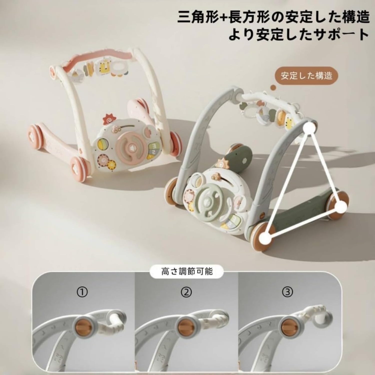 ベビージムプレイマット ベビーウォーカー/厚かましさ車に変身能力のある 快い音＆ともし火生児～赤んぼう用 室内遊具 生み出すこと祝賀会差し上げ物当て嵌める (サクラ色)