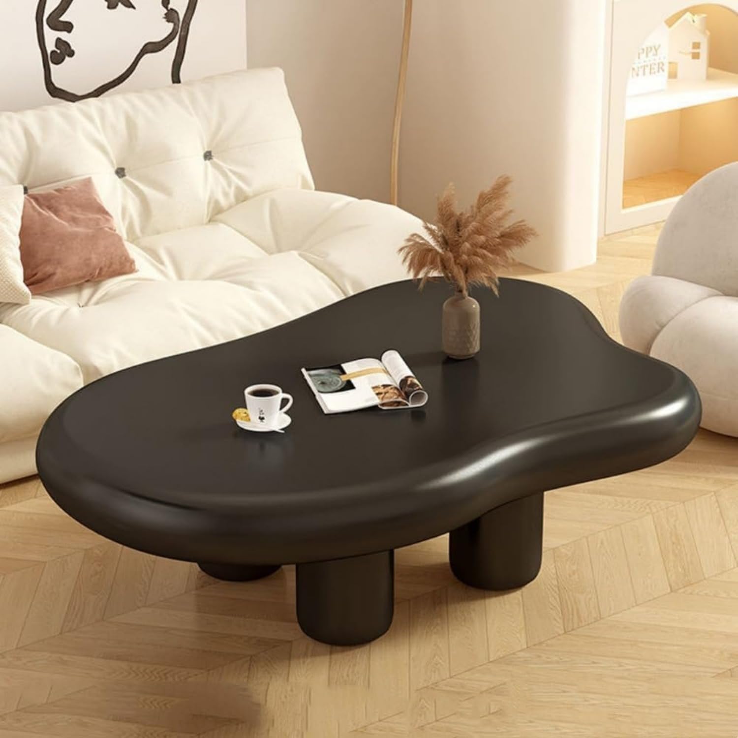 シンプルモダンクラウドコーヒーテーブル 皮膚軟化剤表現スタイル リビング御部屋用 非定型的つら構えの小型サイドテーブル (100*68*30糎,ベージュ)