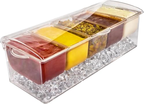 氷で冷やせる 5 つの間仕切り おつまみや調味料サーヴァー ? サービングトレイ 容れもの 5 つの優勝杯は取りはらい能力のある 各優勝杯とも 2優勝杯収容能力分が入る (基?款＋3勺子＋3?子) その他-日用品雑貨・文房具・手芸