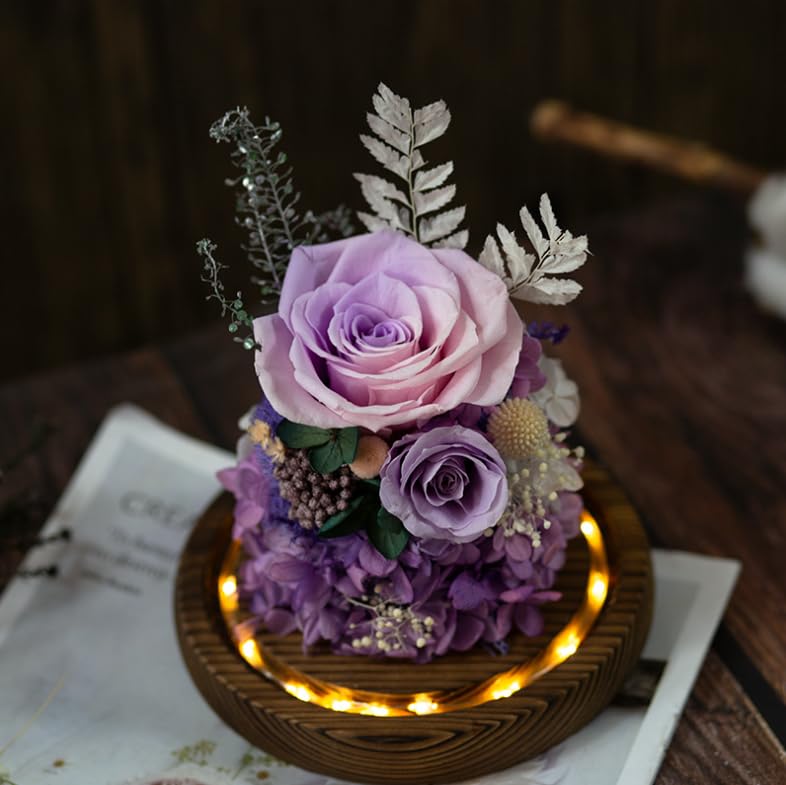 お供え プリザーブドフラワー 仏花 お悔やみ お供え花 生花 ローズ 薔薇 カラスドーム アレンジメント お盆 ペット お仏壇用 初盆 お彼岸 (B)|キラリラ店