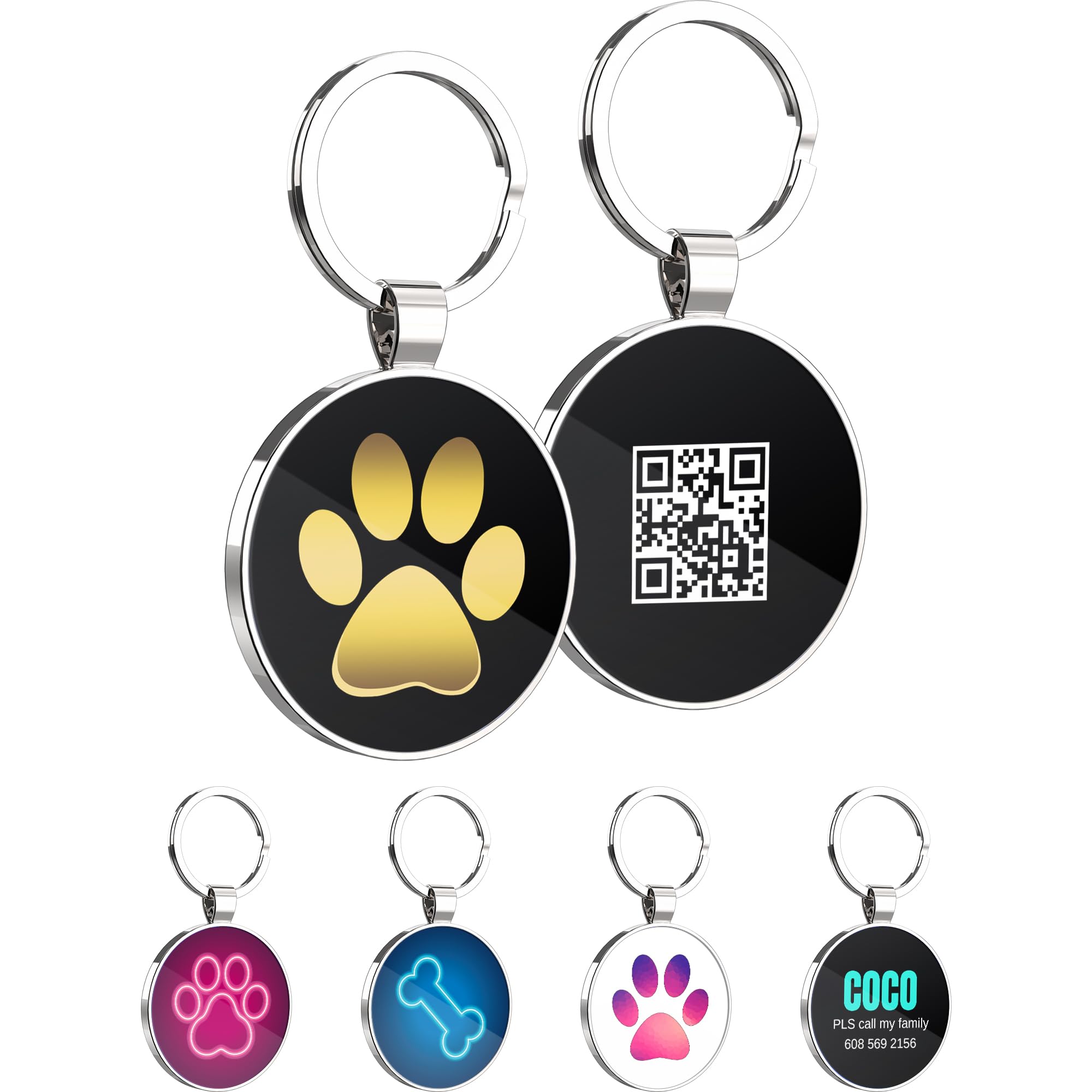 * タグ、ペット ID タグ、QR コード、オンラインプロフィールへのリンク 緊急連絡先情報|変更可能|キラリラ店