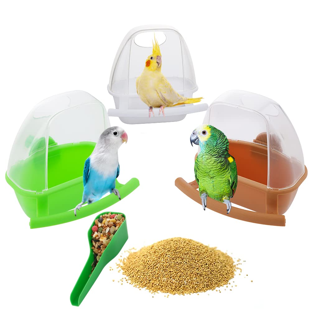 小鳥スロットフィーダー 散らからないケージ ハンギングフィーダーカップ プラスチック餌箱 インコ セキインコ オカメインコ ラブバード 小鳥用 3個|キラリラ店