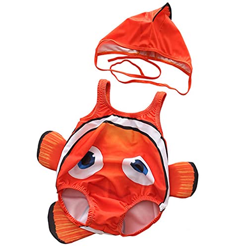 水着 キッズ ベビー水着 道化師魚 2点セット 赤ちゃん 可愛い キャップ 3D 男の子 女の子 海 温泉 記念写真｜キラリラ店