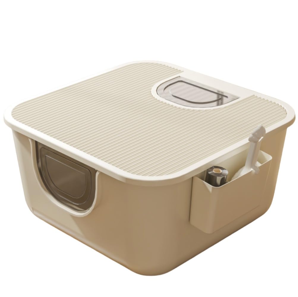 かわいい猫用トイレ 特大オープン半密閉式猫用トイレボックス 防滴 (イエロー)|キラリラ店