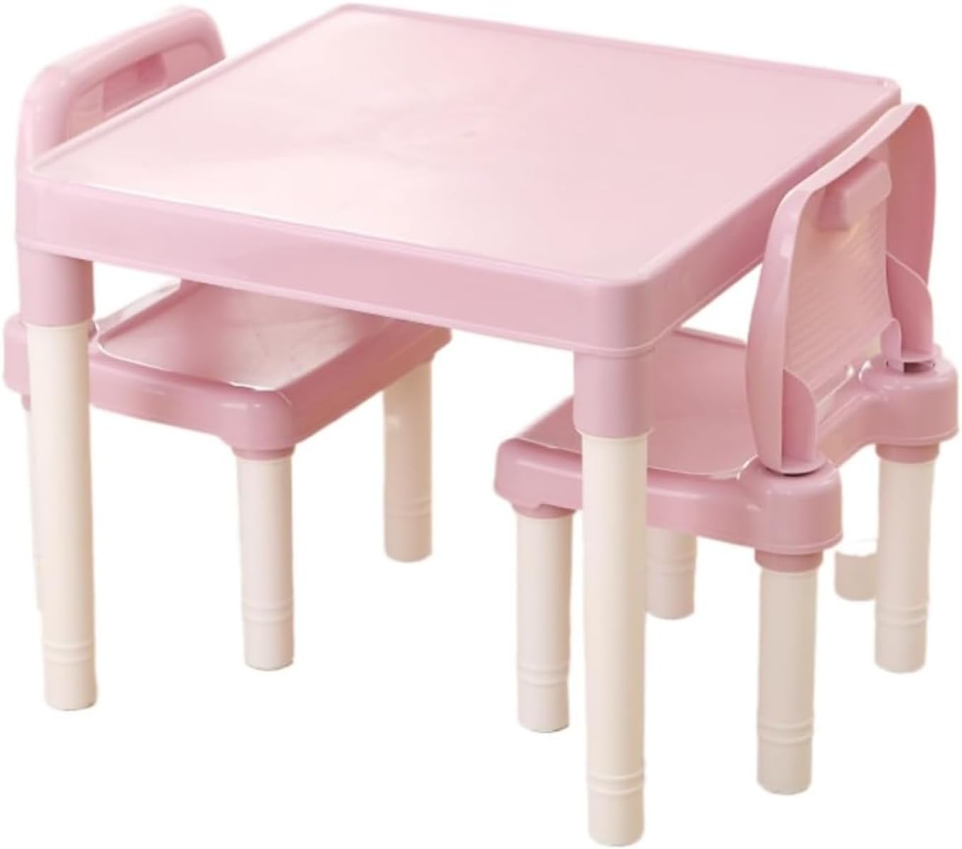テーブルと椅子セット 2椅子+テーブルセット 子供用テーブルと椅子セット プラスチック製テーブルと椅子セット 安心安全設計 学習机 入園祝い プレゼント 保育園/家庭用 可愛い (ピンク,)|キラリラ店
