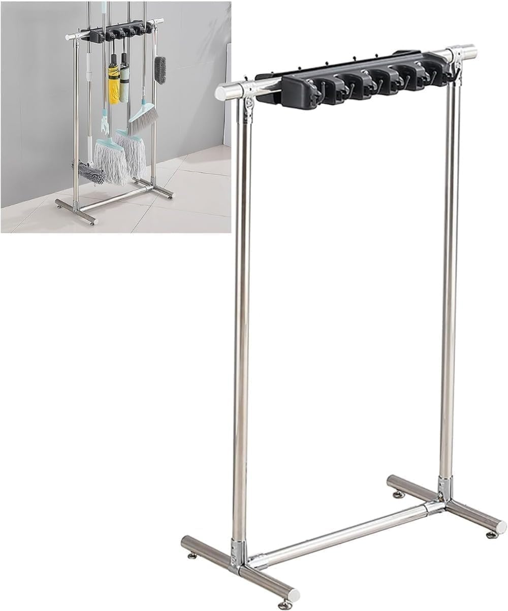 掃除用具収納ボックス、ステンレス製ほうき・モップホルダー、床用ウェットモップ、業務用｜キラリラ店