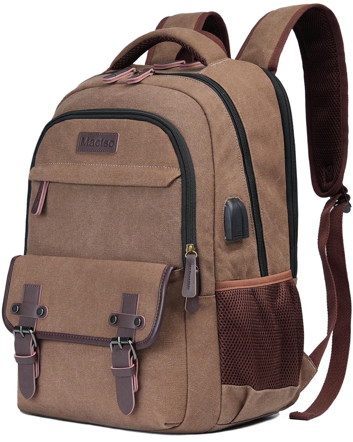 キャンバス トラベル ラップトップ バックパック メンズ レディース ビジネス ワーク リュックサック カレッジ コンピューター バッグ 15.6インチのノートブックにフィット|キラリラ店