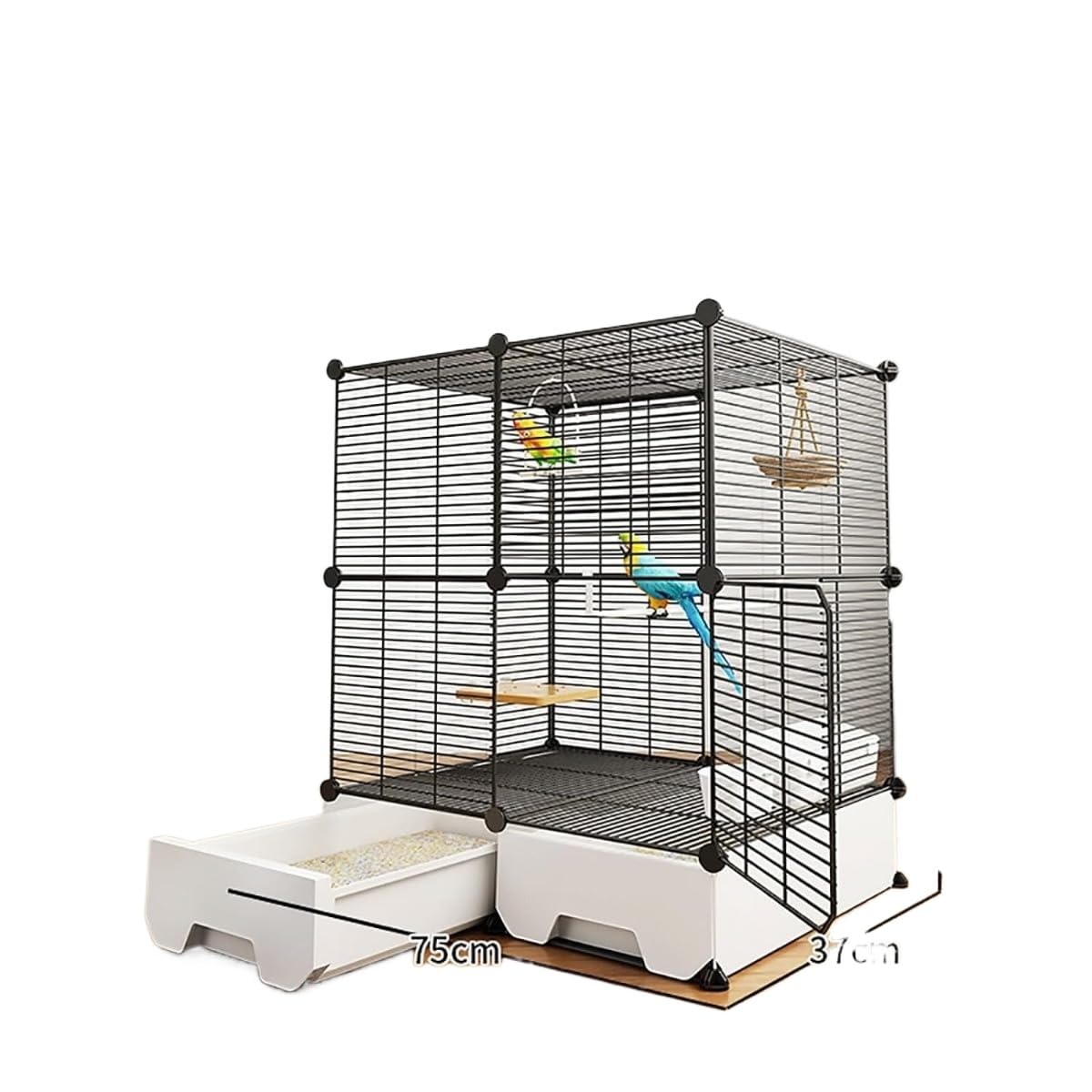 鳥かご 大型 鳥籠 鳥伏せ籠 インコ 小鳥複数形飼い とりかご インコ バッジー オカメインコ 文鳥鶏小屋 入れ 抽き出しお盆 鶏小屋 鳥類 バッジー オカメインコ (75*37*55 )