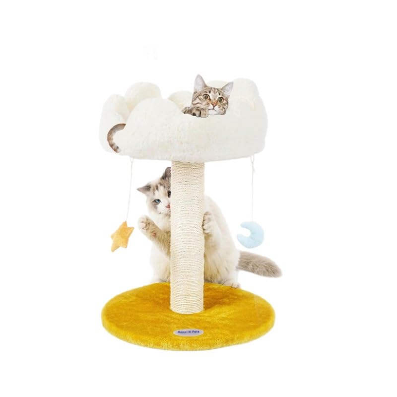 キャットタワー ミニキャットタワー 爪とぎ柱 ロータイプ 小型キャットタワー 花型 かわいい猫遊び 天然麻ロープ 組み立て簡単 落下防止 省スペース おもちゃ ペット｜キラリラ店