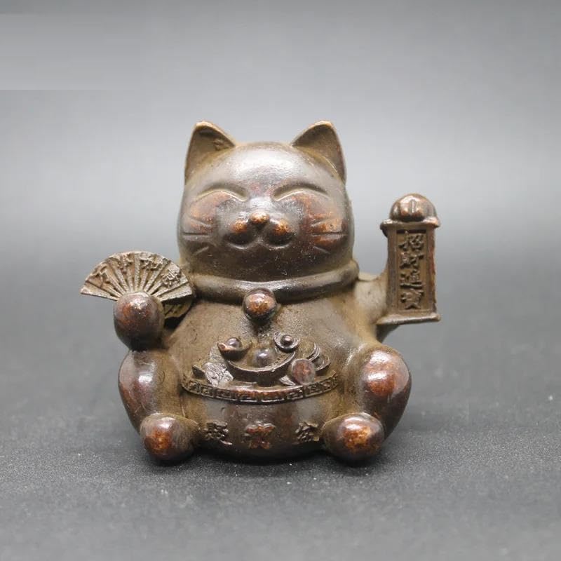刻みつけるの飾りつけ 銅ラッキーキャット飾りつけミニチュアデスクトップオーナメント毛の荒物像ティーペットホーム風水かざり付ける付属品