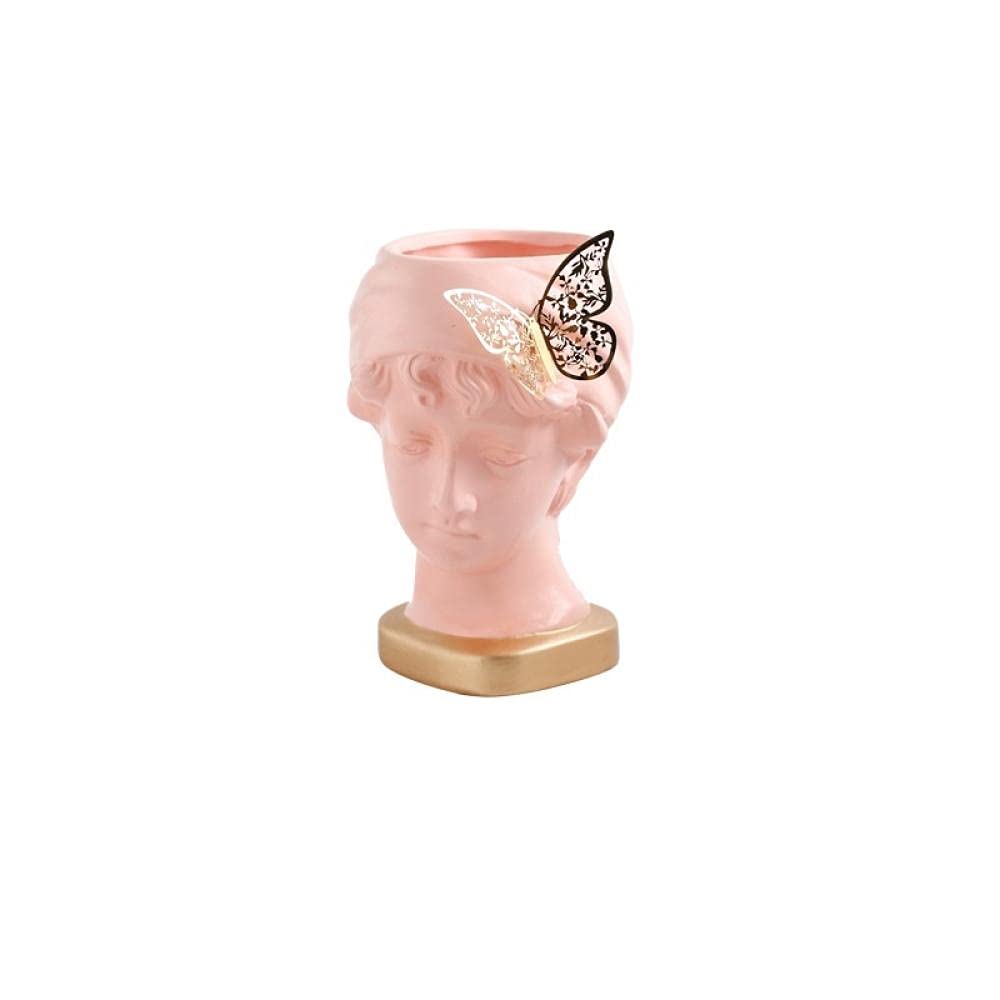彫刻キャラクターデコレーション 陶器植木鉢人間の頭デビッドバタフライ手工芸品家の装飾の装飾品｜キラリラ店
