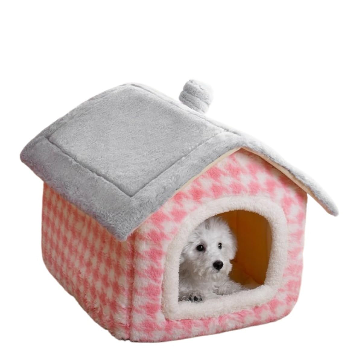 室内用ペットベッドハウス 犬猫用 ふわふわ 座布団 大屋根付き添い人 洗える 冷暖房当て嵌める 20