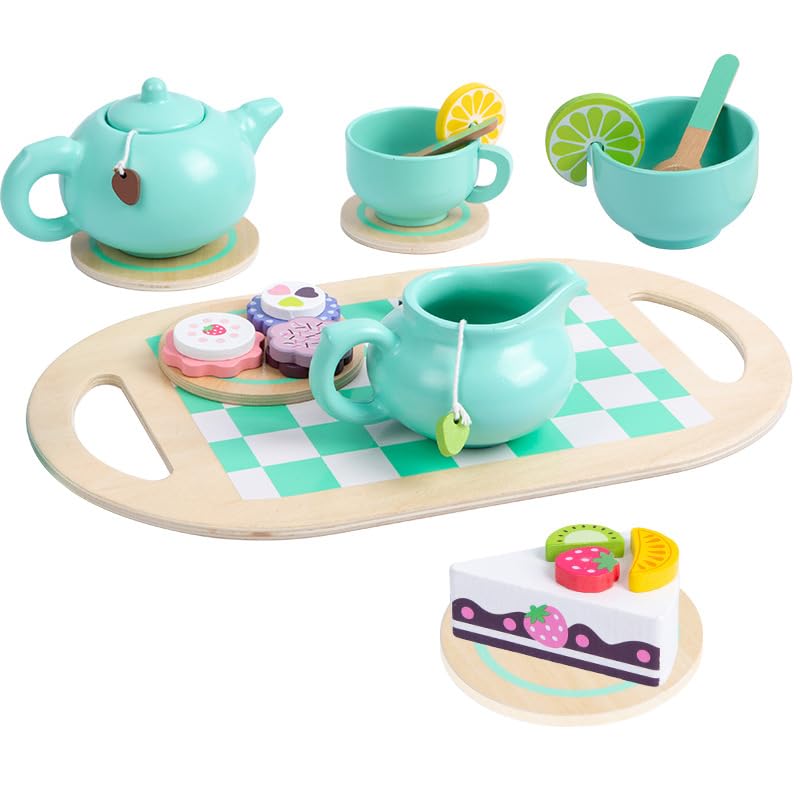 おままごと仕掛ける 木製手あそび うしろ帯 19仕掛ける 木製ティーセット 茶の葉仕掛ける 赤ちゃん ティーセット手あそび ボンネット勝手もと プレイセット 木製お茶優勝杯 ティーポット 生まれ落ちる日 クリスマス 赤ちゃんの日の差し上げ物に (緑の背広)