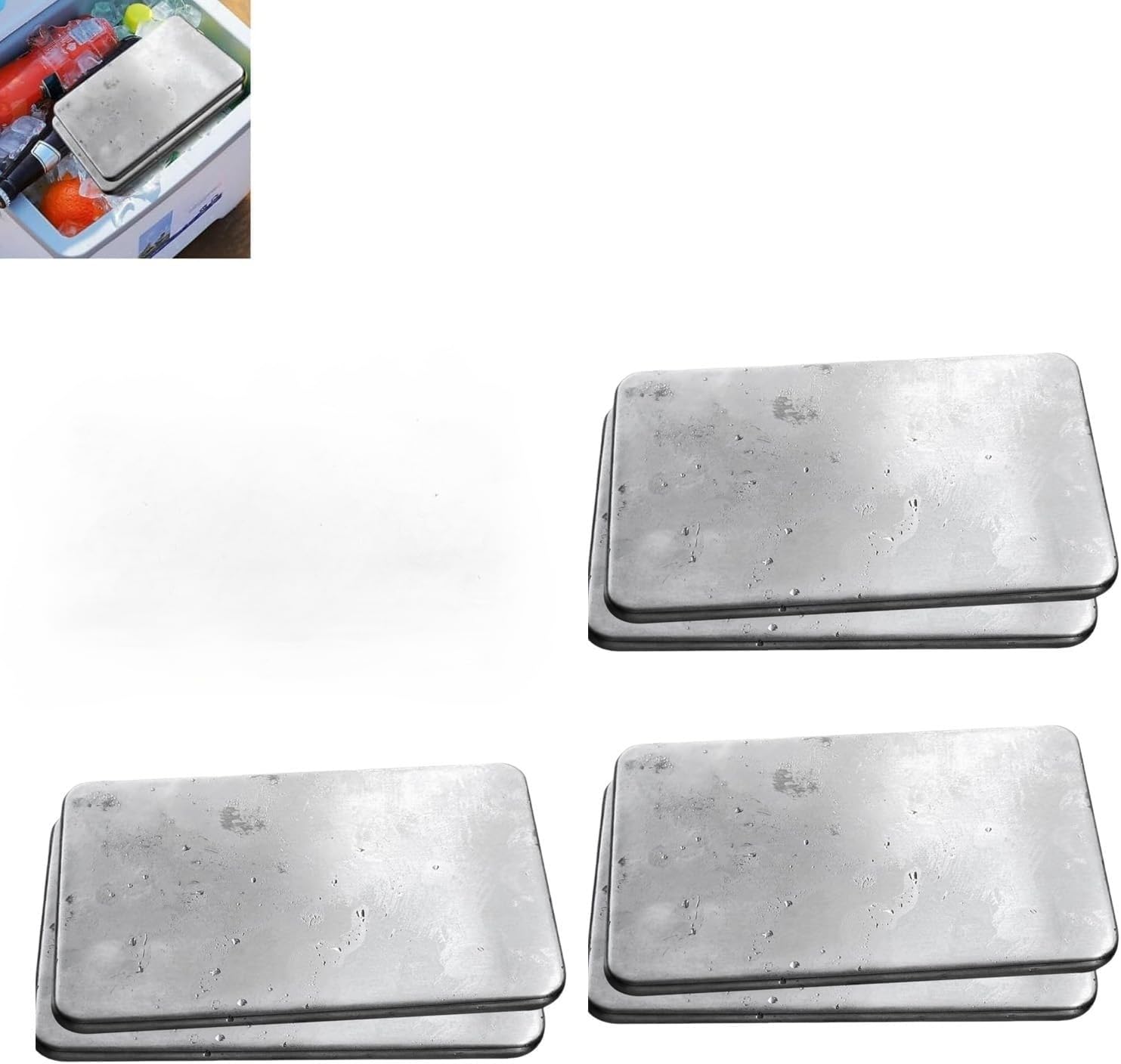304ステンレス鋼保冷剤2個/6個スチール製アイスプレート食品グレード倍速冷凍長時間強力な保冷冷凍新鮮で漏れのない超薄型高耐久性夏のビーチ/ピクニック保冷剤屋外/キャンプ/釣り/学校/旅行/食品を新鮮に保つ持ち運びに便利 (正方形の製氷皿6個) []｜キラリラ店