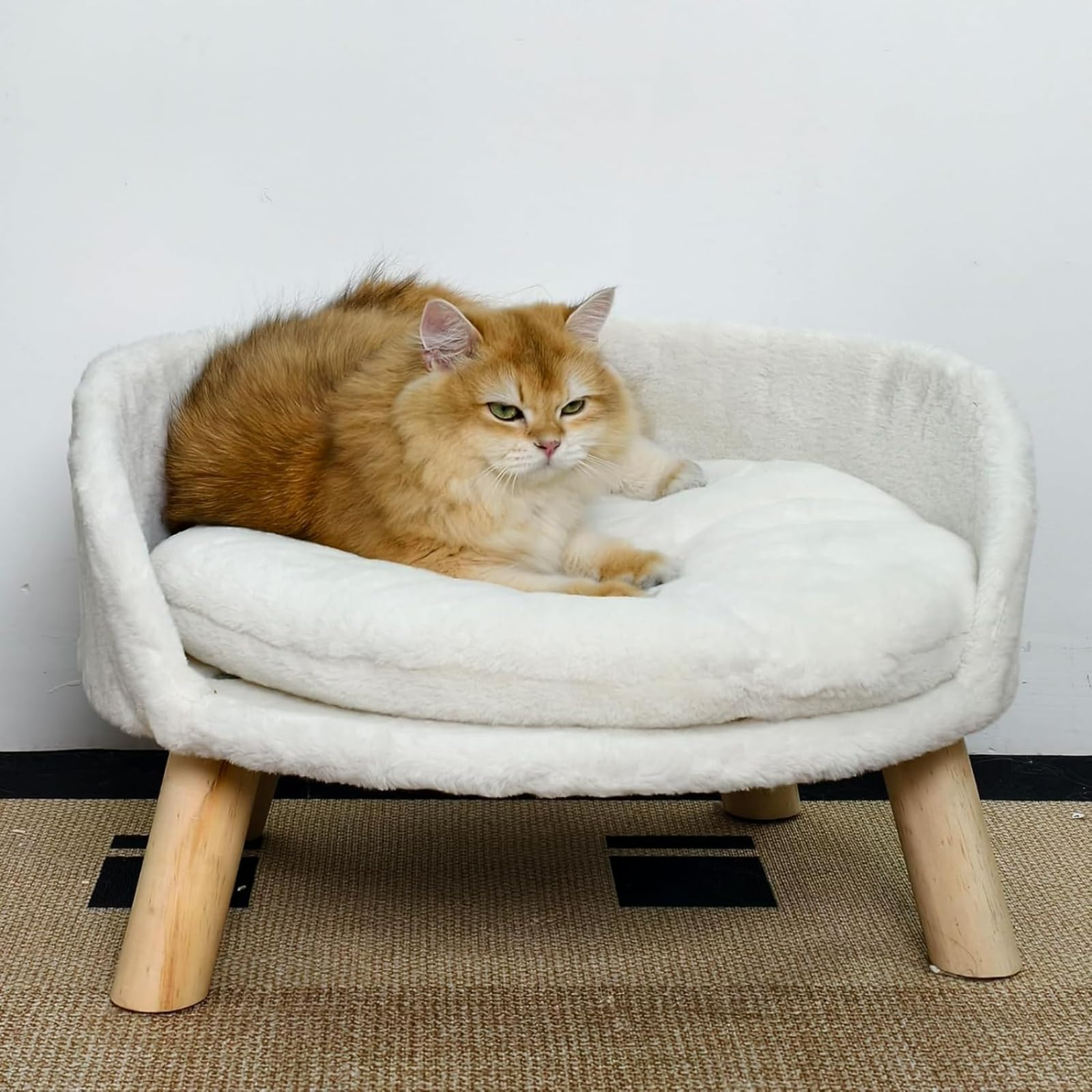 ペットソファー 小型犬・猫用 脚付き椅子型 洗える 防水 耐噛み 通年対応 冬暖かく夏涼しい ふわふわ もこもこ おしゃれ 10 対応 柴犬 うさぎ 高架式 安定性|キラリラ店