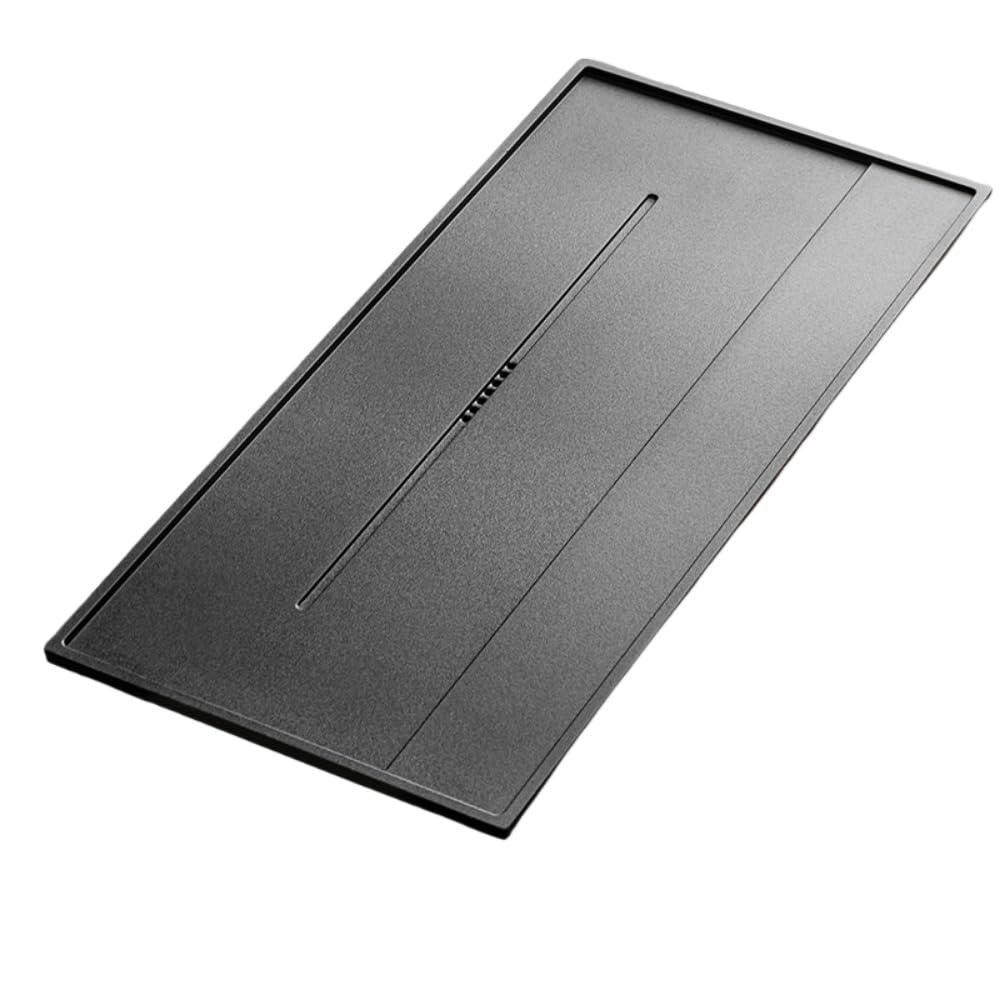 Eブラックゴールドストーンティートレイモダンな家庭用排水シンプルな人工全石ティーテーブル (ラージ 81&times;37)｜キラリラ店