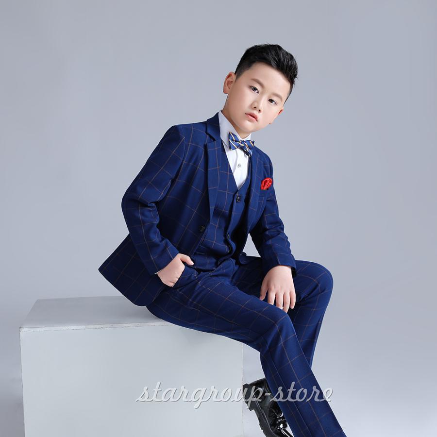 子供スーツ 4点セット 子供服 キッズ 男の子 スーツ フォーマル 卒業式 入園式 発表会 結婚式 ジュニア カジュアル 130 140 150 160 170 180