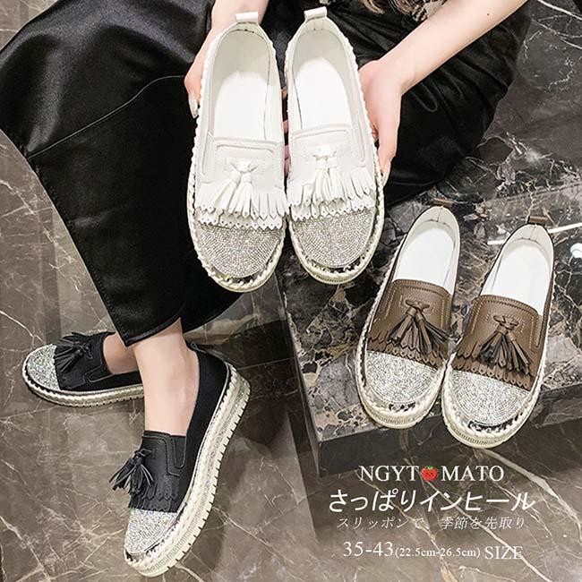 ローファー レディース パンプス 厚底 フラットヒール ラウンドトゥ キラキラ カジュアル 歩きやすい 美脚 履きやすい 可愛い おしゃれ 大人 大きいサイズ