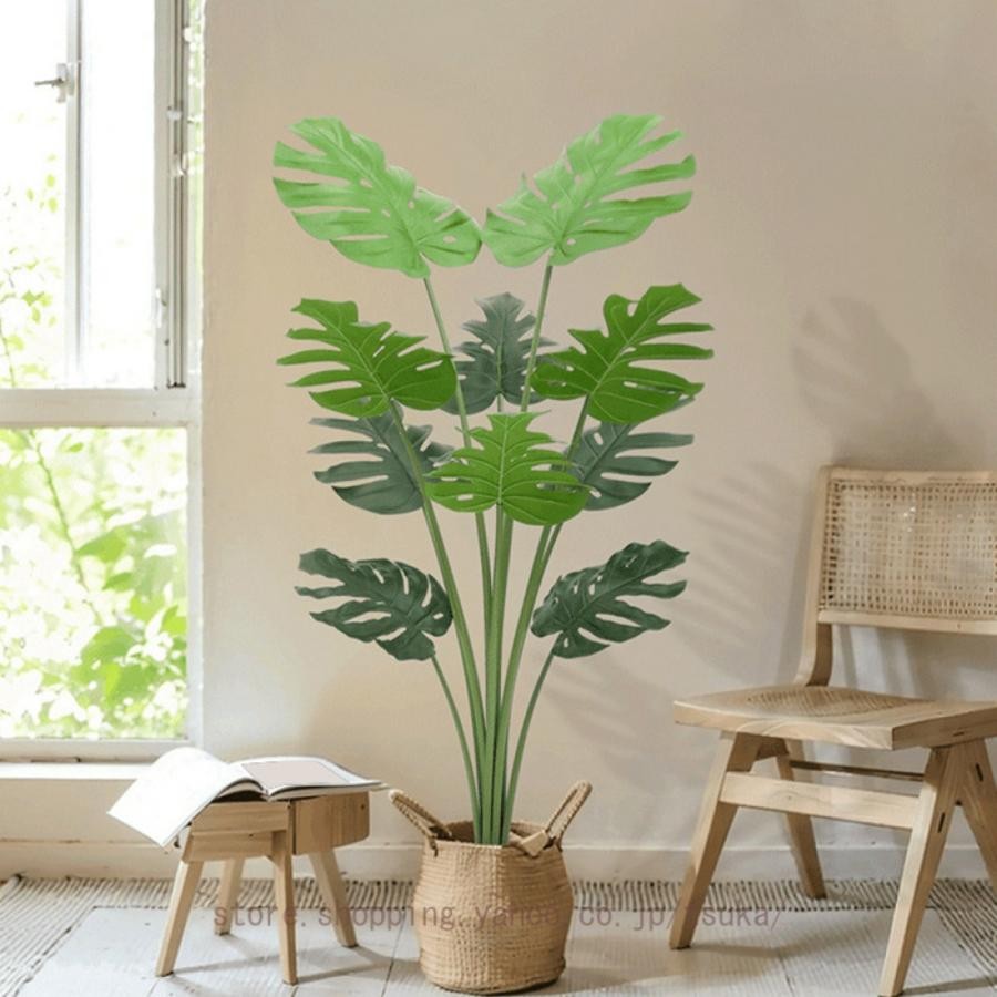 人工観葉植物 観葉樹 フェイクグリーン 造花 幸福の木 モンステラ 多幸の木 屋内 オフィス 鉢植え植木 お手入れ簡単 水やり不要 虫害の心配なし 大型｜きらりライフ