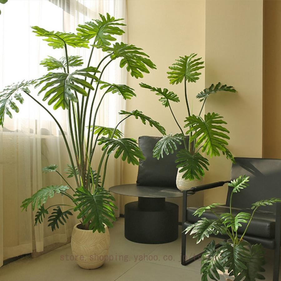 盆栽 フェイクグリーン 造花 人工観葉植物 インテリア 飾り オフィス デスク 世話いらず 水やり不要 おしゃれ 大型 モンステラ 観葉樹 撮影用 お見舞い お祝い|きらりライフ