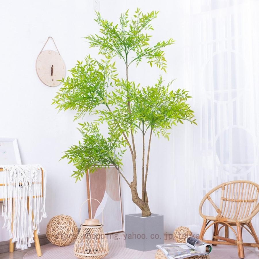 人工観葉植物 水やり不要 抗菌 防汚 フェイクグリーン 人工植物 常緑樹 インテリアグリーン 観覧植物 鉢植え おしゃれ 竹 バンブー ナンテン 大型｜きらりライフ