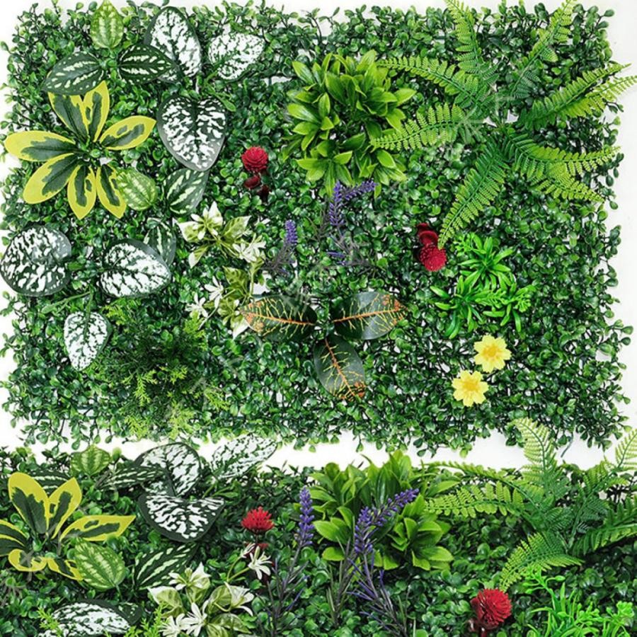 フェイクグリーン 人工観葉植物 屋外 人工芝 グリーンウォール 装飾パネル 屋外使用可 日除けパネル 壁面装飾 バルコニー 玄関装飾 グリーン ライトグリーン|きらりライフ