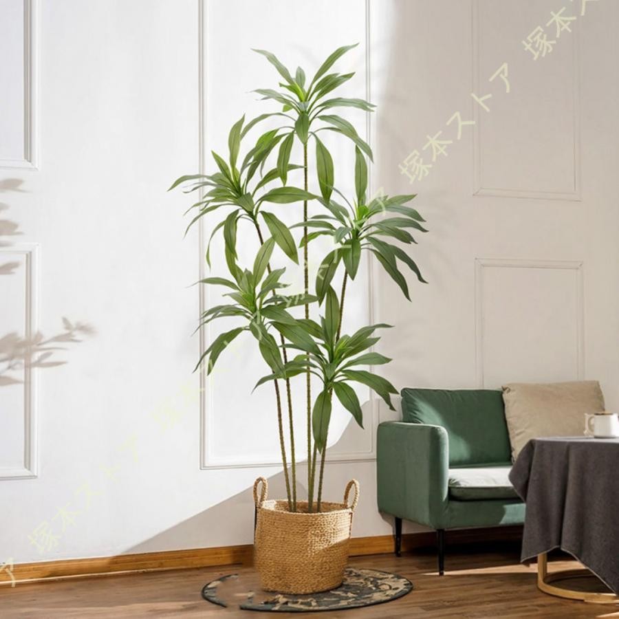 フェイクグリーン 人工観葉植物 ドラセナ 観覧植物 観葉樹 水や肥料は必要ありません お手入れ簡単 造花 シンプル 屋内 オフィス 鉢植え 植木|きらりライフ