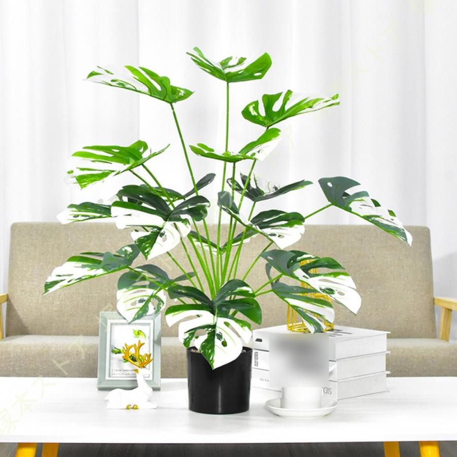 人工観葉植物 フェイクグリーン モンステラ 人工観葉樹 シンプル 室内 インテリア 小型 おしゃれ 人工 造花 屋内 リビング オフィス おしゃれ 鉢植え 観葉植物｜きらりライフ