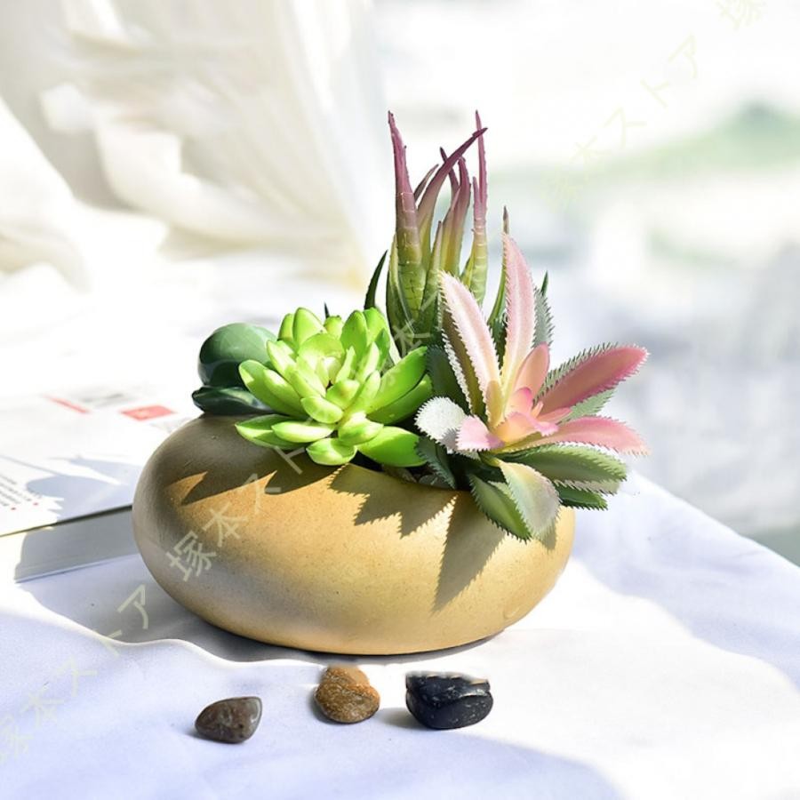 フェイクグリーン 多肉植物 人工観葉植物 手入れのいらない インテリア 人工観葉植物 多肉植物 造花 DIY 本物そっくり 植木鉢付き 寄せ植え 偽盆栽 装飾用|きらりライフ