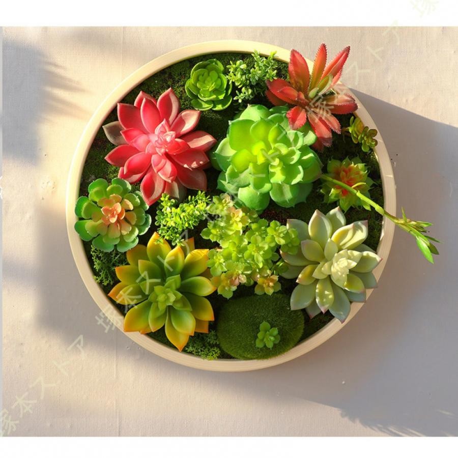 壁掛け 丸型 人工観葉植物 立体グリーン グリーンフレーム インテリア飾り 壁面緑化 ディスプレイ ナチュラル風 フェイクフラワー 壁装飾 雑貨 寝室 玄関｜きらりライフ