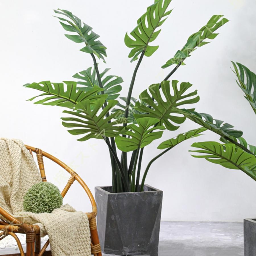 人工観葉植物 モンステラ植物 大型 軽量 プラスチック製鉢 スモール 屋内用 フェイクグリーン 造花 人工観葉植物 インテリア 玄関 オフィス 室内 雑貨 鉢植え|きらりライフ