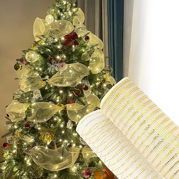 クリスマス 装飾用 メッシュリボン ゴールド b0dn1m4vm5-1.jpg
