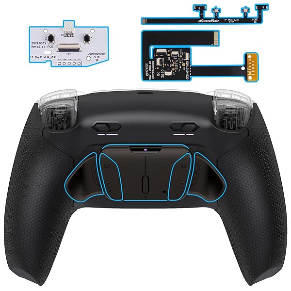 ps5コントローラーBDM-010/020対応RISE4 MAX RMBバックパドルキット、クリッキートリガーストップ&ラバーグリップ付き、ps5コントローラー対応用リマップ可能なリアルメタル背面ボタンキット-コントローラーは含まれていません【ブラッ|きらり堂