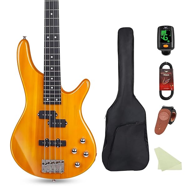 エレキベースセットアクセサリーセット付き、4弦PJ bassエレキベース初心者入門パフォーマンスロック楽器 Bass (IB-Wood)|きらり堂