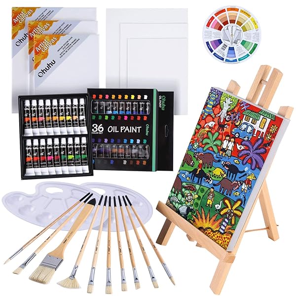油絵具 仕掛ける 56点仕掛ける 36色 油彩 オイルカラー 図面 画材 えの具仕掛ける 未経験者 成年者 お坊っちゃん 御姉さん 木製画架 張り帆布 油画筆 調色板 色合い車輪