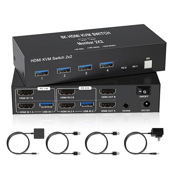 楽天市場】【デュアルモニター】HDMI Displayport KVM 切替器 2PC 2