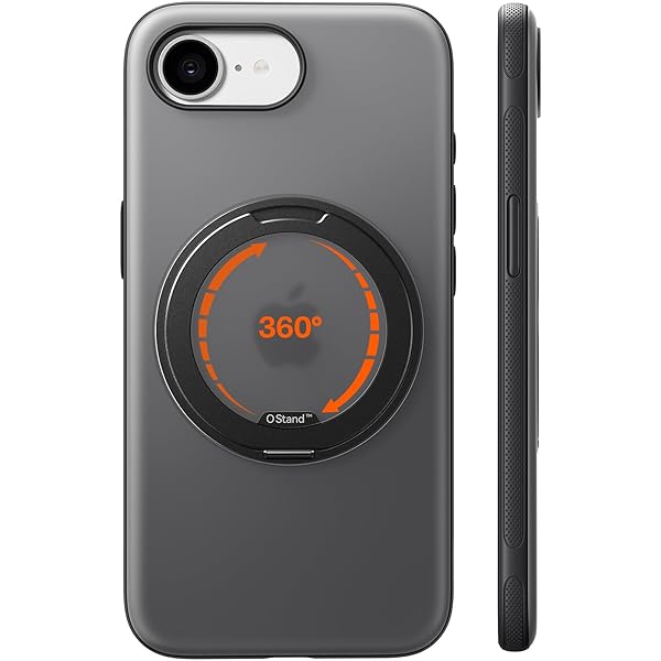iPhone 16e 用 ケース【動画視聴ベストケース】多機能一体360°回転スタンド 2025 半透明 耐衝撃 マット感 黄ばみなし レンズ保護 ストラップホール付き magsafe対応 ワイヤレス充電対応 iphone 16e 用カバー ドット模