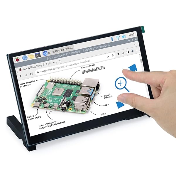 7 in タッチスクリーン 管する Raspberry Pi 5 4 B 3 B+ A+ 用、800x480画素IPS見せびらかす