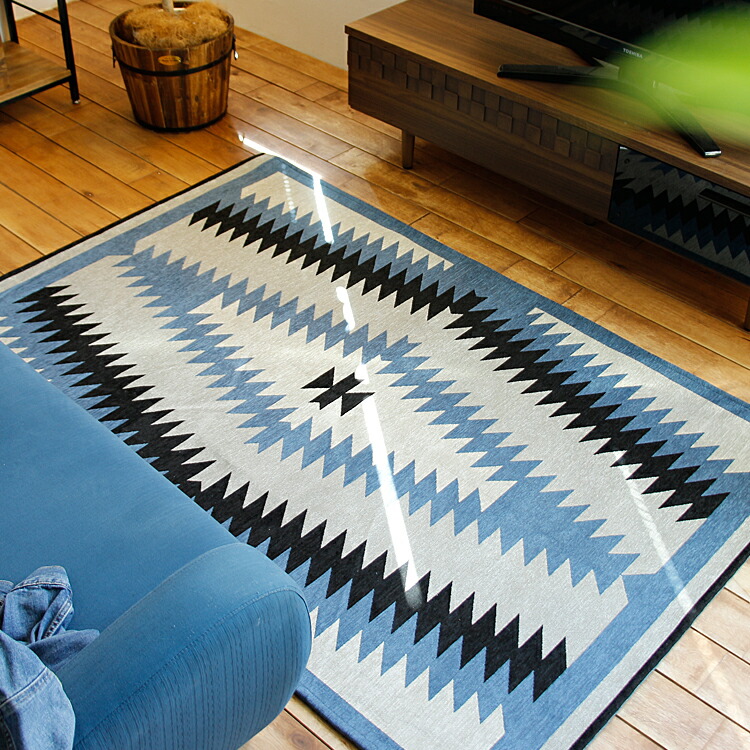 ラグマット NATIVE RUG LIGHT BLUE ラグマット ラグ マット 絨毯 カーペット じゅうたん 床暖房 ホットカーペット ヴィンテージ モダン 北欧 西海岸 ナチュラル 120×180cm NATIVE RUG ネイティブラグ レンガ 朱色|キラリオ(インテリア 家具 通販)