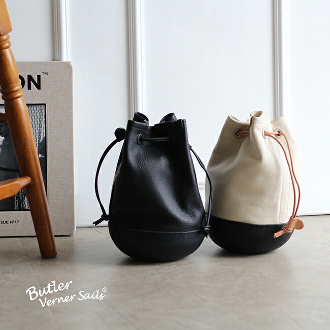 【特典あり】Butler Verner Sails バトラーバーナーセイルズ モールドレザー巾着 ALLレザーショルダー[巾着バッグ 革 巾着 レディース 日本製 本革 おしゃれ バッグ 巾着ポーチ] 即納｜キレイスポット